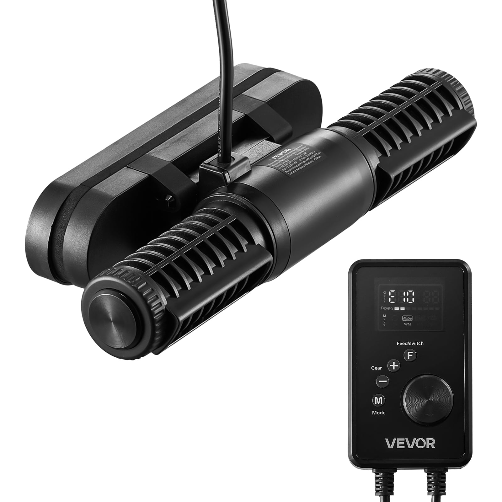 VEVOR Aquarium Wave Maker, 25W, 2380 GPH Adjustable Cross Flow Pump with Controller, Magnetic DC 24V Aquarium Powerhead,Strong Magnetic Base,360° Rotating Wavemaker,for Saltwater Marine Freshwater