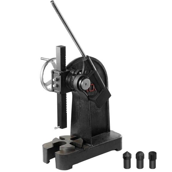 VEVOR Arbor Press, 3 Ton Ratchet Type Arbor Press, Ratchet Leverage Arbor Press with Handwheel, 12.2" Maximum Height, Cast Iron Manual Desktop Punch Press, for Stamping, Bending, Stretching, Forming