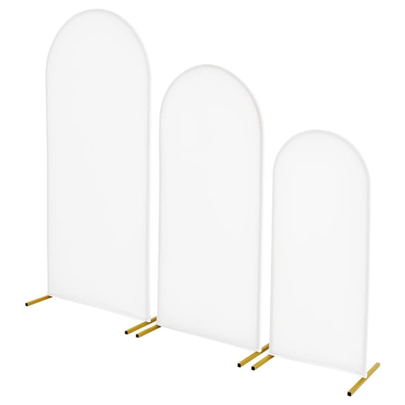 VEVOR Arch Backdrop Stand, Set of 3, 6/5/4 ft, Stable Structure, Easy Assembly, Gold Metal Arch Backdrop Stand with Cover, for Wedding, Birthday Party, Graduation, Celebration, and Ceremony Decoratio