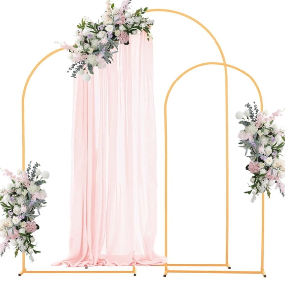 VEVOR Arch Backdrop Stand, Set of 3, 7.2/6.6/6 ft, Stable Structure, Easy Assembly, Gold Metal Arch Backdrop Stand for Wedding, Birthday Party, Graduation, Holiday Celebration, and Ceremony Decoratio