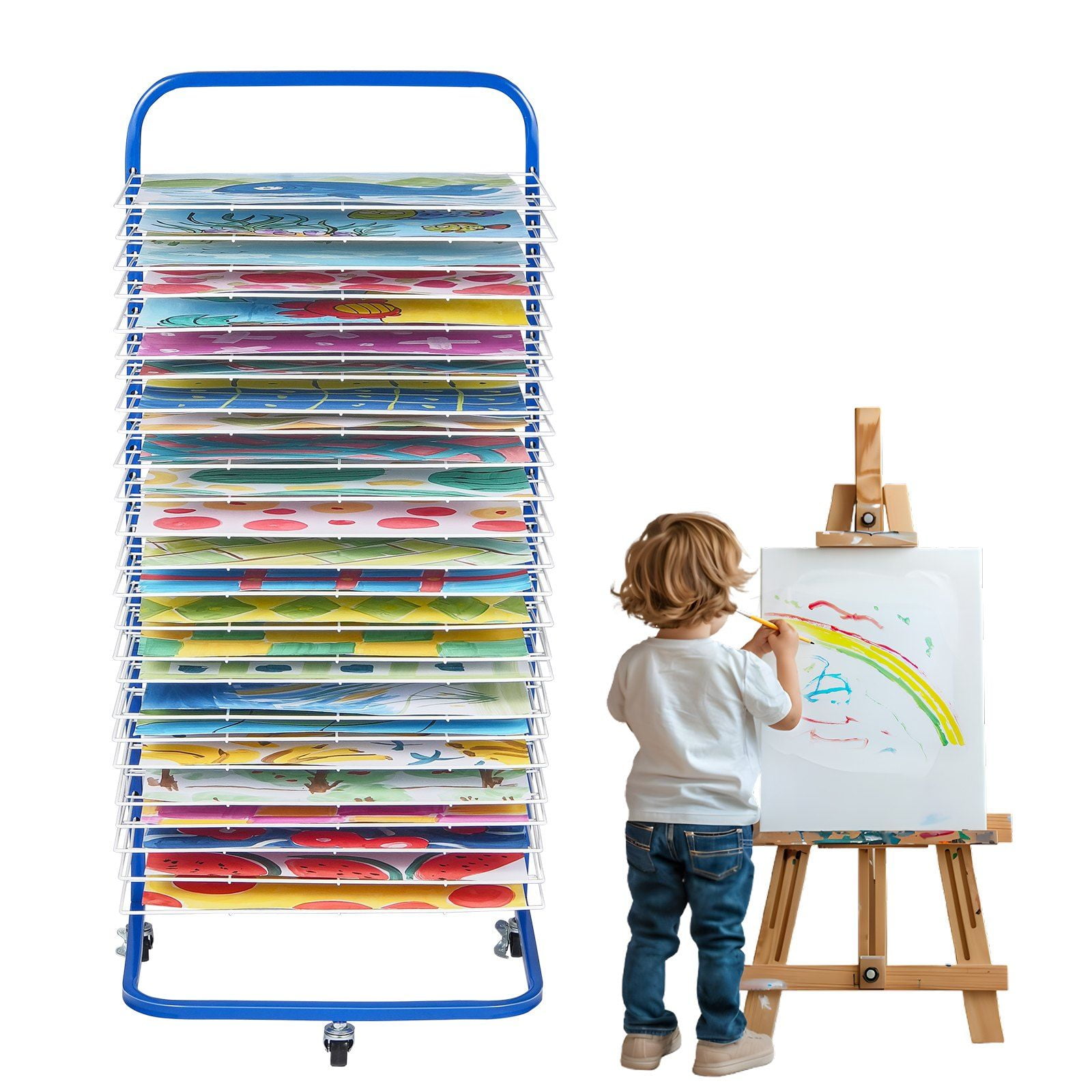 Paint Curing Rack VEVOR Art Drying Rack 25 Removable Shelves Paint Drying Rack With ...
