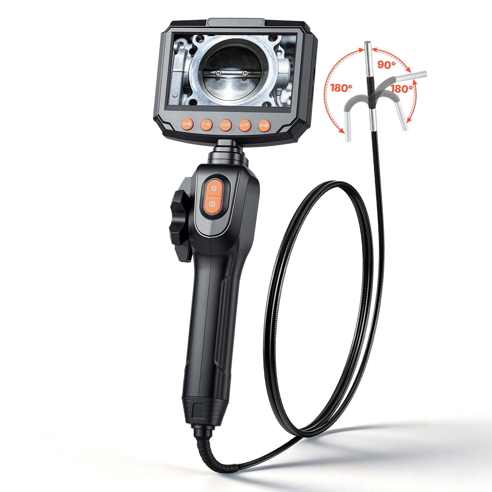 VEVOR Articulating Borescope with 0.15" Ultra Slim Lens, Two-Way Articulated Endoscope with Light, 4.3" IPS Screen, 1280 x 720 HD Lens, 8X Zoom Inspection Camera for Automotive,Tight Mechanical Space