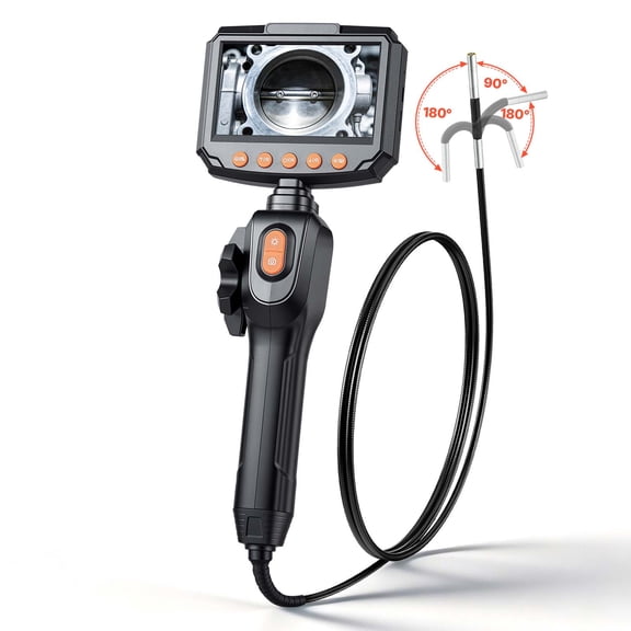VEVOR Articulating Borescope with 0.15" Ultra Slim Lens, Two-Way Articulated Endoscope with Light, 4.3" IPS Screen, 1280 x 720 HD Lens, 8X Zoom Inspection Camera for Automotive,Tight Mechanical Space