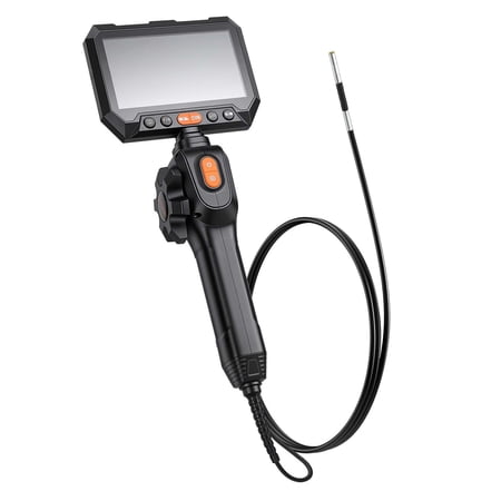 VEVOR Articulating Borescope with 0.15" Ultra Slim Lens, Two-Way Articulated Endoscope with Light, 5" HD IPS Screen, 8X Zoom, 5000mAh Inspection Camera for Auto, Tight Mechanical Spaces (4.9FT Cable)