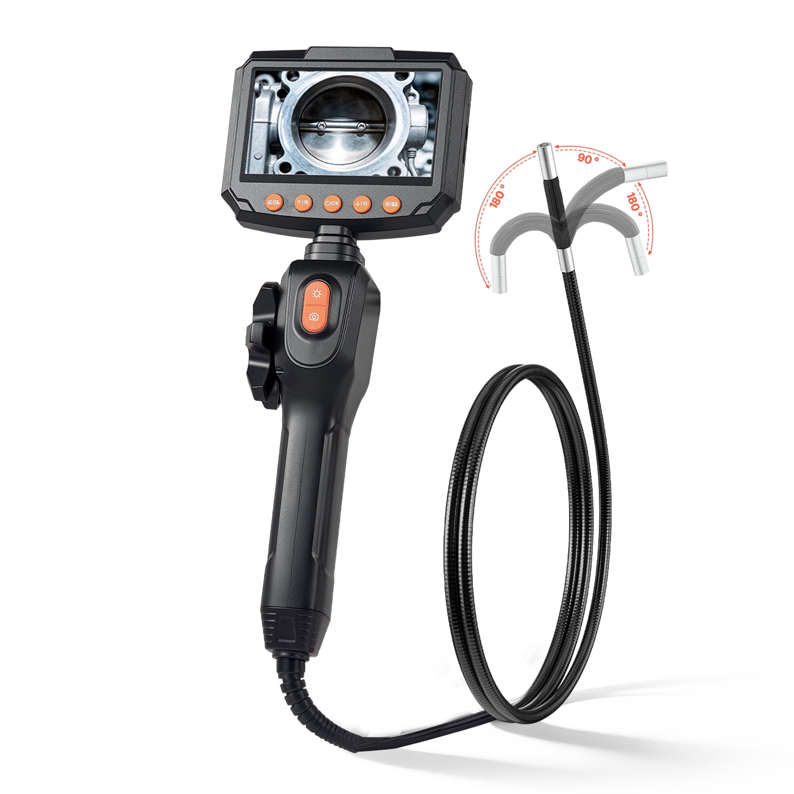 VEVOR Articulating Borescope Camera with Light, Two-Way Articulated Endoscope, 0.24" Slim Lens, 4.3" IPS Screen, 8X Zoom, IP67 Waterproof Inspection Camera for Auto, Mechanical Equipment(4.9FT Cable)