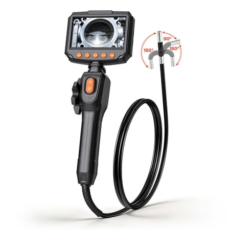 VEVOR Articulating Endoscope with Light, Two-Way Articulated Borescope Camera, 4.3" HD IPS Screen, 1280 x 720 Lens, 8X Zoom, IP67 Waterproof Inspection Snake Camera for Auto, Plumbing (4.9FT Cable)
