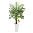 thumbnail image 1 of VEVOR Artificial Areca Palm Tree 5 ft, Fake Palm Tropical Plants with White Tall Planter, Faux Floor Silk Plant in Pot, Large Trees for Home Office Living Room Decor House Warming, Indoor Outdoor, 1 of 9