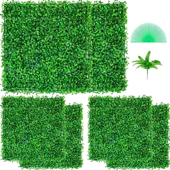 VEVOR Artificial Boxwood Panels Hedge Wall Grass Backdrop, PE Material, 20" x 20" x 1.6", Green, (6 Pack)