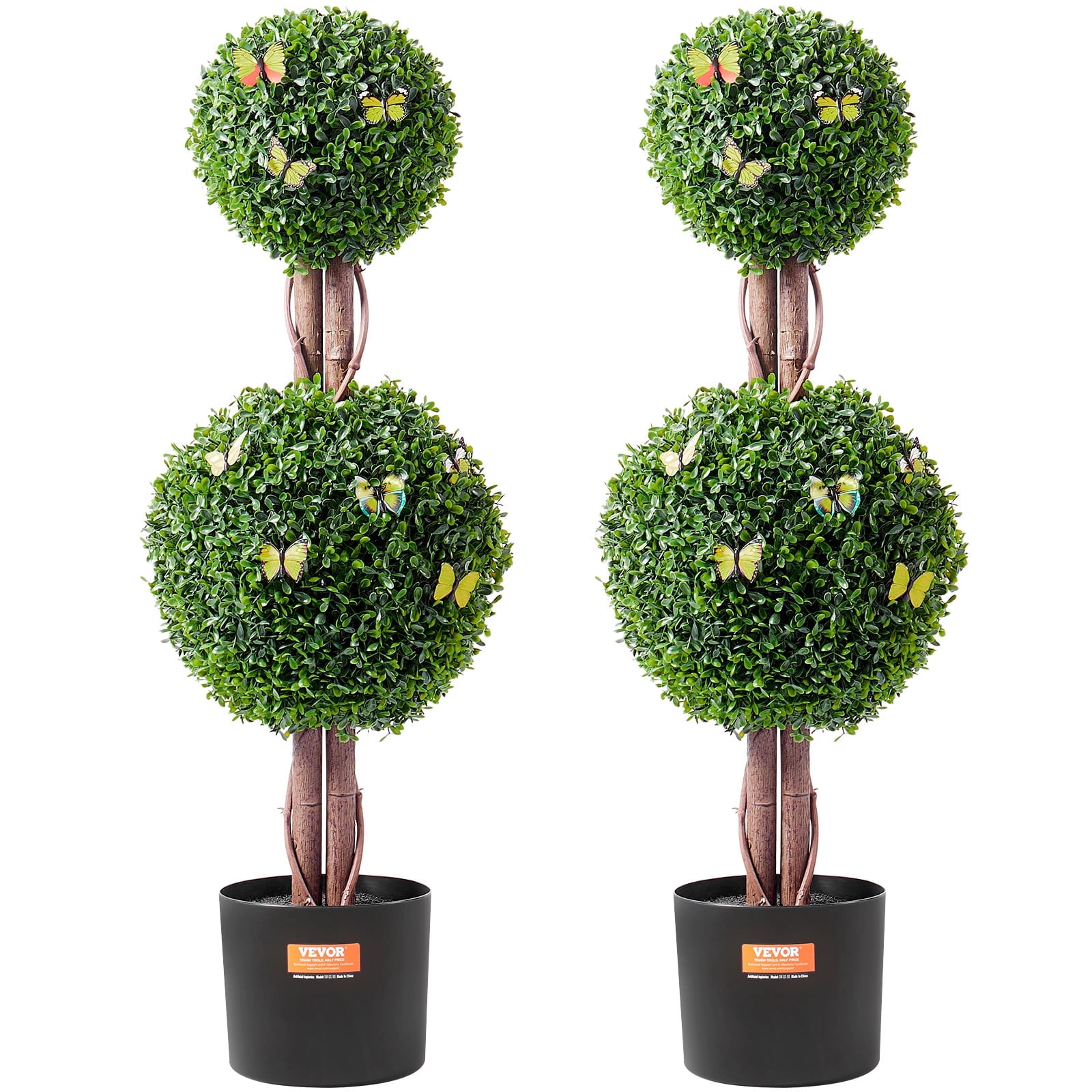 VEVOR Artificial Boxwood Topiary Tree, 36 inch Tall (2 Pieces), Double ...