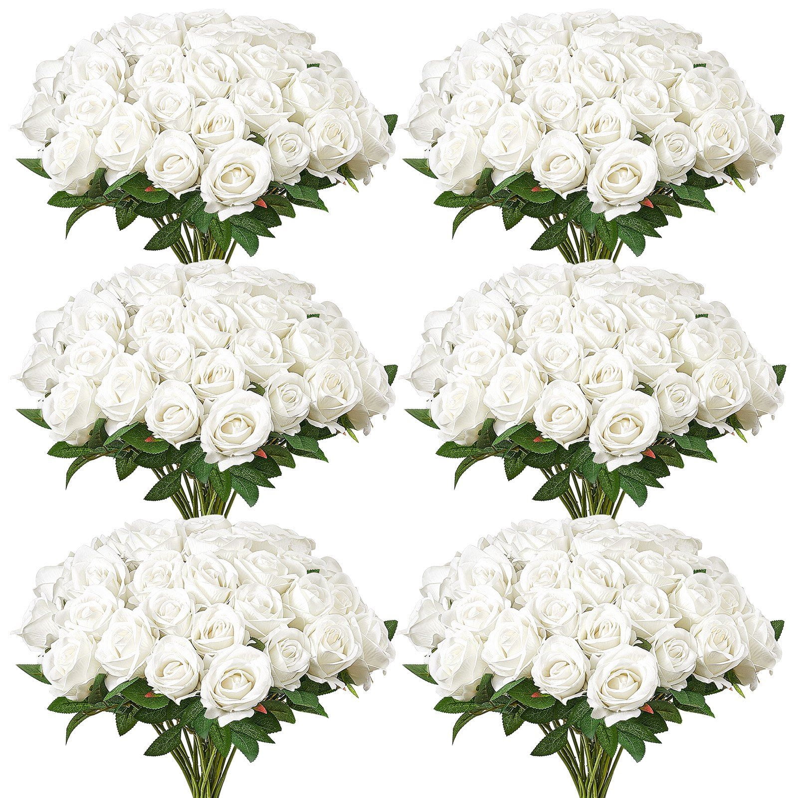 VEVOR Artificial Flowers, 120 pcs Real Looking White Foam Fake Roses ...
