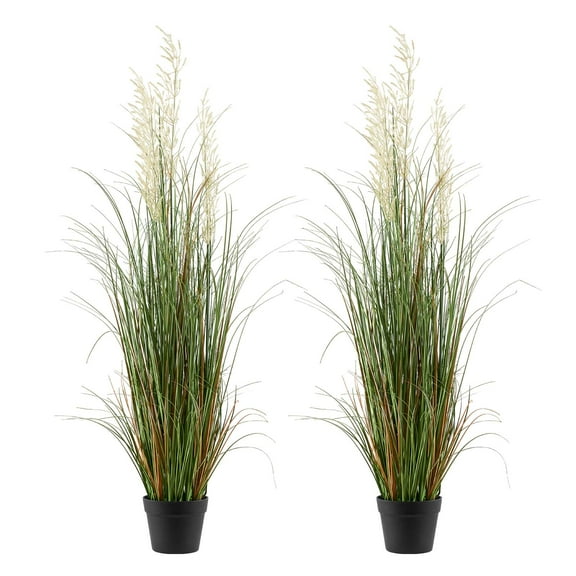 VEVOR Artificial Grass Plant, 2 Pack 47 inch Reed Flower Grass in Pot, Premium PVC Faux Fake Greenery Shrubs Plant for Indoor Outdoor House Home Garden Office Room Décor, Housewarming, Green