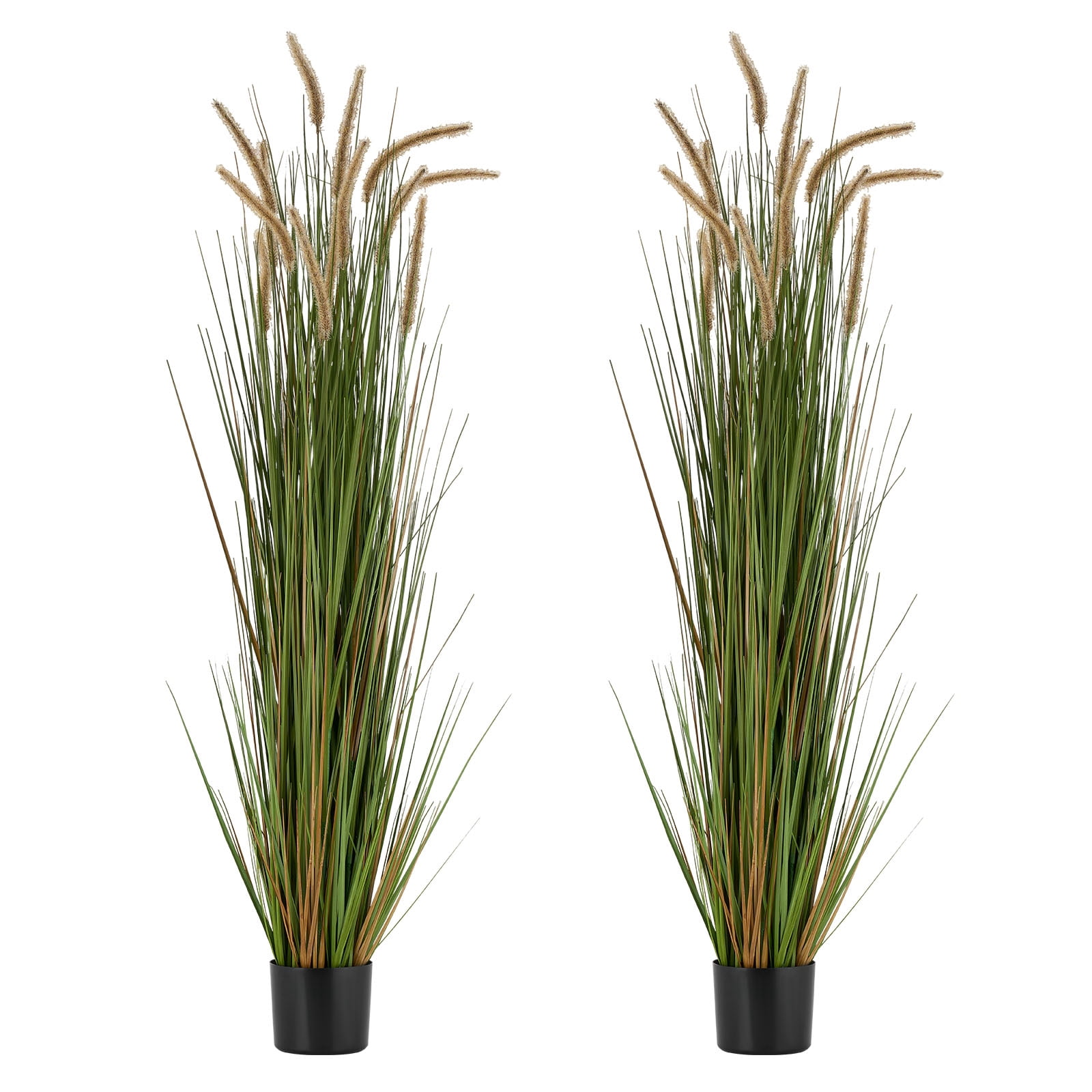 VEVOR Artificial Grass Plant, 2 Pack 59 inch Horsetail Reed Grass in Pot, Premium PVC Faux Fake Greenery Shrubs Plant for Indoor Outdoor House Home Garden Office Room Décor, Housewarming, Green