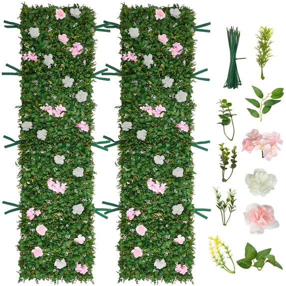 VEVOR Artificial Luxury Flower Wall Backdrop, 2 PCS, Each Panel 2 x 8 ft, Gorgeous 3D Silk Floral Backdrop Pet Friendly, Easy Installation Flower Wall Panel for Wedding, Event, Party and Home Decor