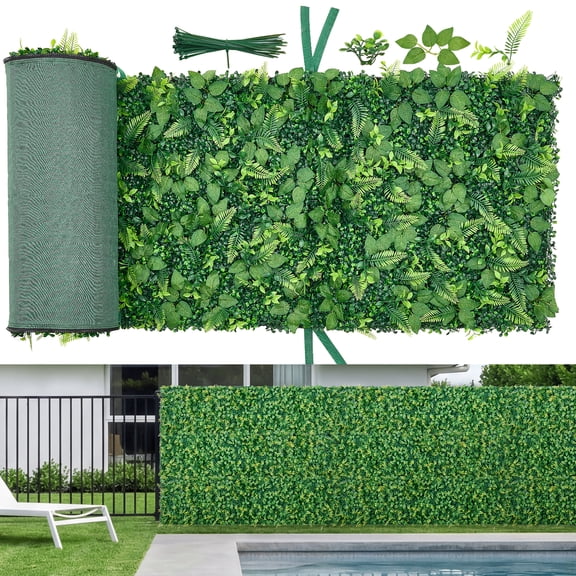 VEVOR Artificial Plant Wall, 4 PCS, Each Panel 2 x 8 ft Artificial Boxwood Panels, Sun Protection Greenery Backdrop Privacy Hedge Fence, Fake Grass Screen for Wedding, Indoor, Outdoor Garden,Backyard