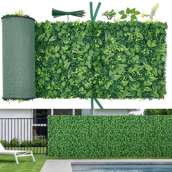 VEVOR Artificial Plant Wall, 4 PCS, Each Panel 2 x 8 ft Artificial Boxwood Panels, Sun Protection Greenery Backdrop Privacy Hedge Fence, Fake Grass Screen for Wedding, Indoor, Outdoor Garden, Backya
