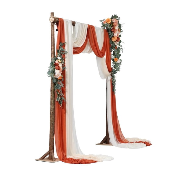 VEVOR Artificial Wedding Arch Flowers Kit (Pack of 5) with 33Ft Wedding Arch Draping Fabric,Arch Flowers for Wedding Ceremony and Reception Backdrop Wedding Decoration (Orange)