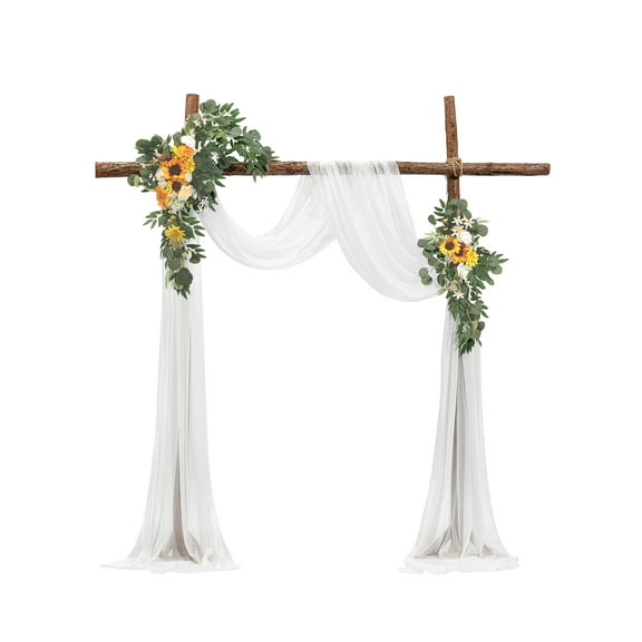 VEVOR Artificial Wedding Arch Flowers Kit, Yellow Wedding Arch Flowers with Drapes Kit (Pack of 3) - 2 Pcs Floral Arrangement, 1 Pcs Sheer Drapes, for Ceremony Bouquets Reception Backdrop Decoration