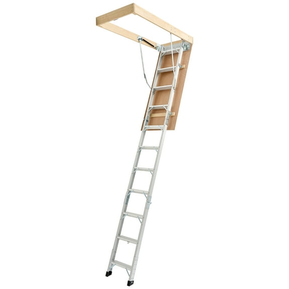 VEVOR Attic Ladder, 375LBS / 170KG Capacity,9.8 to 10.3 ft / 3 to 3.13 m Height Adjustable, Multi-Purpose Foldable Aluminium Attic Stairs,Fits 7.66 to 10.25 ft Ceiling Heights for Convenient Access