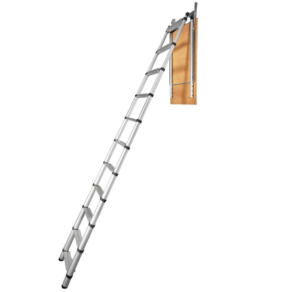 VEVOR Attic Ladder Telescoping, 350-pound Capacity, 39.37" x 23.6", Multi-Purpose Aluminium Extension, Lightweight and Portable Fits 9.8'-10.5' Ceiling Heights, Convenient Access to Your Attic Standa