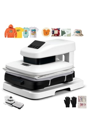 Auto Heat Press Machine 15 x 15 inch T-Shirt Press Machine White, Auto Release and Adjustable Pressure, Digital Display, Rapid and Even Heating, for Sublimation, Vinyl, Heat Transfer Projects