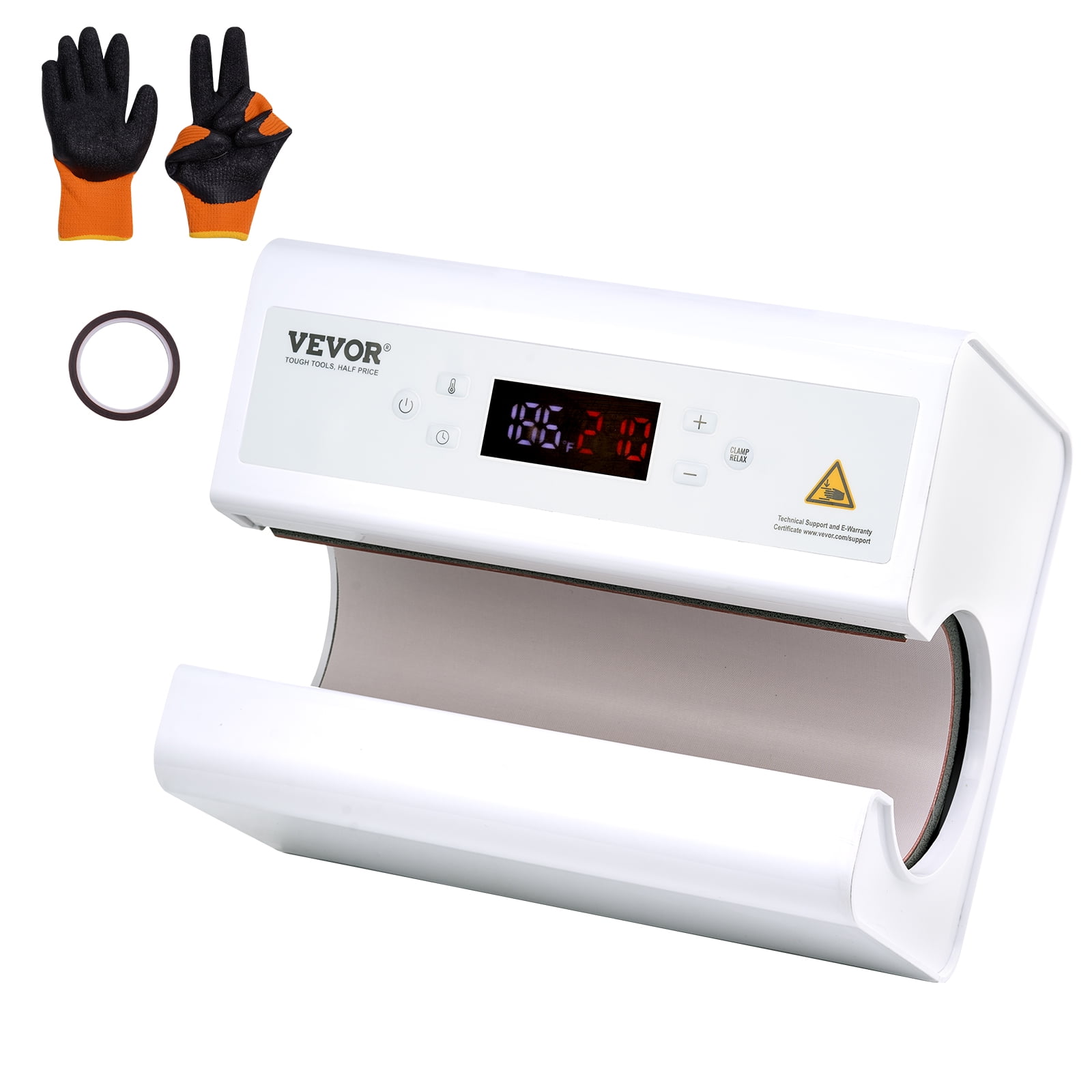 VEVOR Auto Tumbler Heat Press Machine, Mug Heat Press for 11-30oz Sublimation Tumblers, Heat Up Fast and Even, Tumbler Press with Tape and Glove, Temp and Time Setting, for Tumblers, Mugs, White