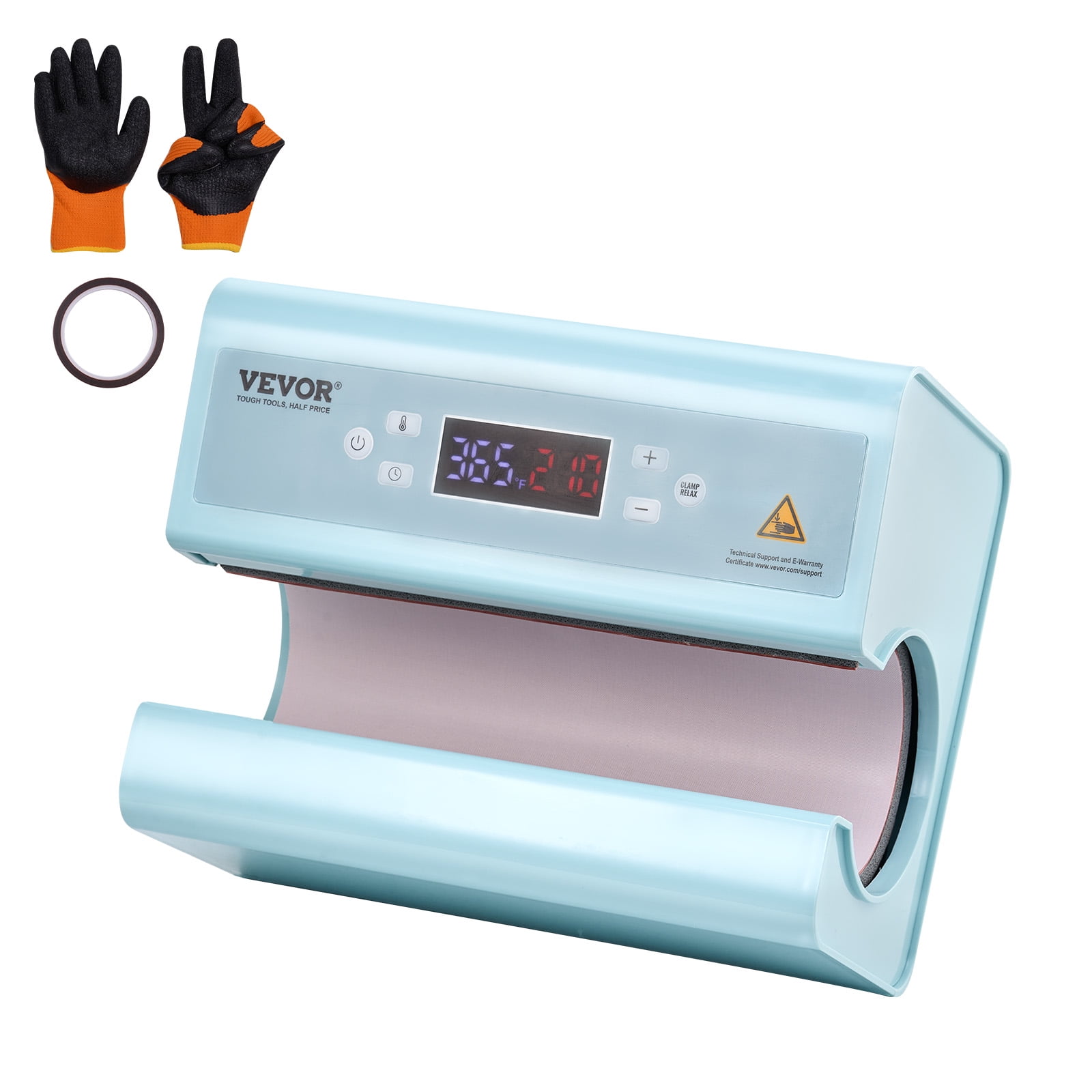 VEVOR Auto Tumbler Heat Press Machine, Mug Heat Press for 11-30oz Sublimation Tumblers, Heat Up Fast and Even, Tumbler Press with Tape and Glove, Temp and Time Setting, for Tumblers, Mugs, Blue