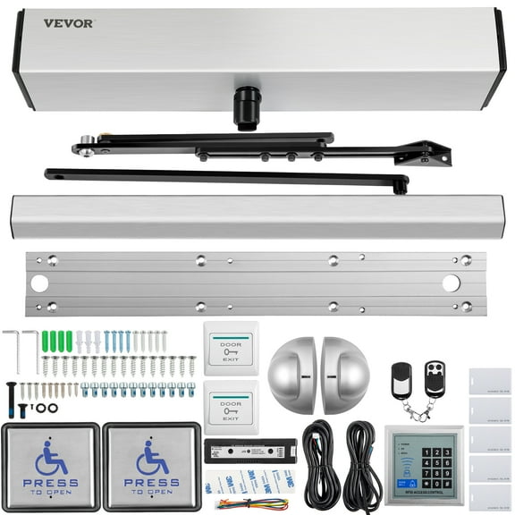 VEVOR Automatic Door Opener,100-240V for Max.220lbs Doors,Swing Door Operator for Disabilities with 2 Wireless Remotes,Keypad, 2 Exit Buttons, 5 ID Cards, 2 Stainless Steel Push Buttons,CE Listed