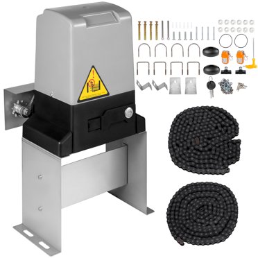Automatic Sliding Gate Opener Kit - 1400 Lbs Capacity, 43 Ft/min, With 2 Remotes & Emergency Key