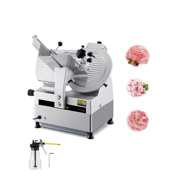 VEVOR Automatic Meat Slicer, 180W + 370W Deli Slicer with a 12 inch Premium 65Mn Blade, 0-0.3 inch Adjustable Thickness, Electric Food Slicer Machine for Meat, Vegetables, Hard Bread, and Cheese