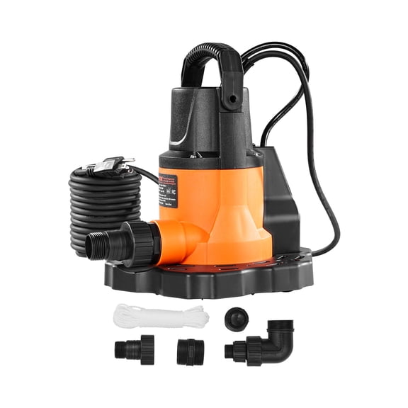 VEVOR Automatic Pool Cover Pump, 0.66 HP 3200 GPH, 120V Submersible Swimming Pool Cover Pump with 25 ft Power Cord, 26 ft Max Head Lift, Water Removal and Transfer Pump, for Pool Draining Hot Tubs