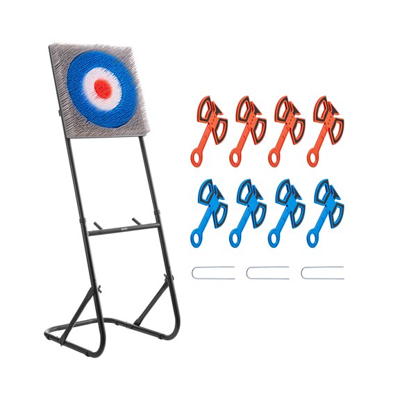 VEVOR Axe Throwing Game, Plastic Bristle Target with 8 Throwing Axes Set, Foldable Steel Frame, Easy to Store, Stable Placement for Indoor and Outdoor, Backyard, Yard and Carnival Games, Adults Kids