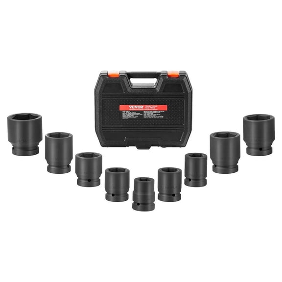 Axle Nut Impact Socket Set 1" Drive 6-Point 9PCS SAE Spindle Nut Socket