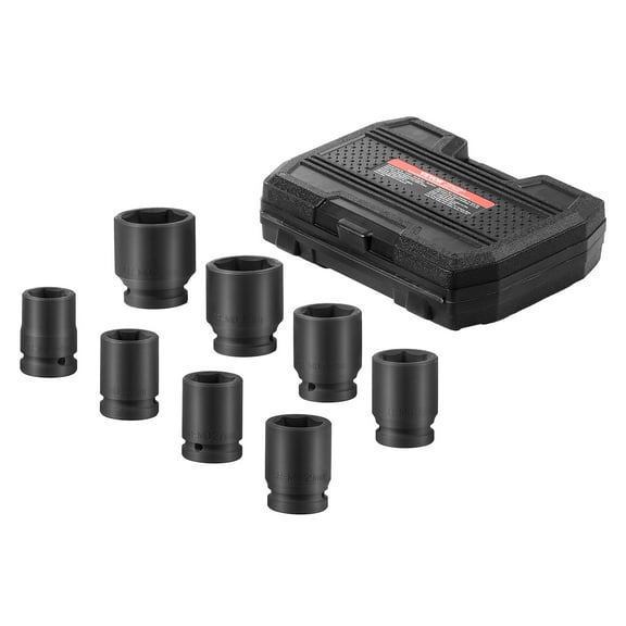 VEVOR Axle Nut Impact Socket Set, 3/4" Drive 6-Point 8-Piece Metric Spindle Nut Socket Set, CR-MO Heat Treated Large Socket Set with Storage Case, for Auto Repair, Removing or Installing Axle Nuts