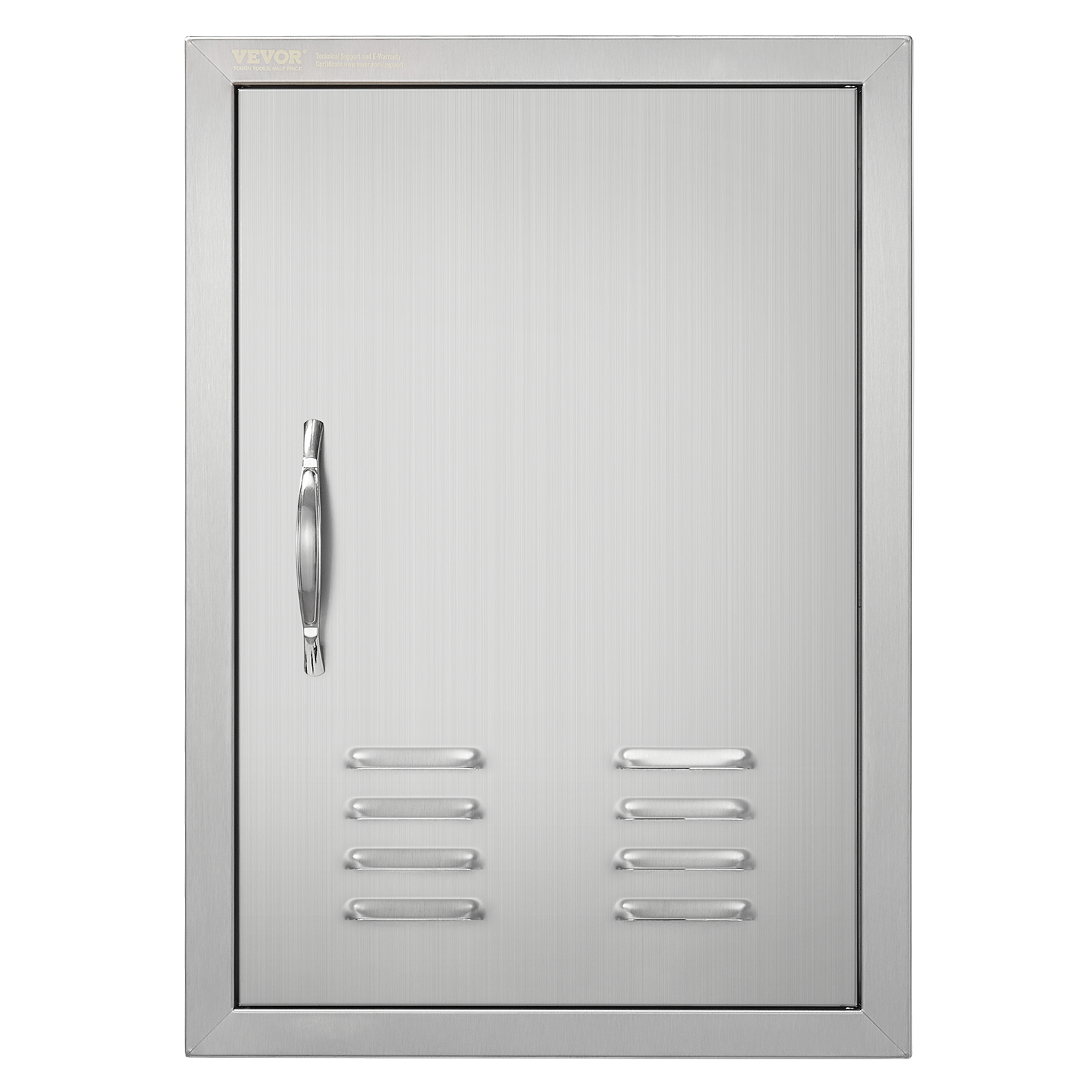 VEVOR BBQ Access Door, 17W x 24H Inch Single Outdoor Kitchen Door, Stainless Steel Flush Mount Door, Wall Vertical Door with Handle, Vents and Hook, for BBQ Island, Grilling Station