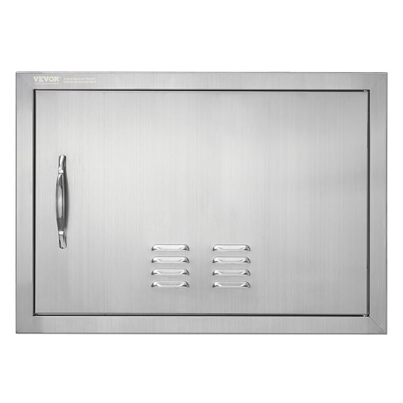 VEVOR BBQ Access Door, 24W x 17H Inch Single Outdoor Kitchen Door, Stainless Steel Flush Mount Door, Wall Vertical Door with Handle and vents, for BBQ Island, Grilling Station, Outside Cabinet