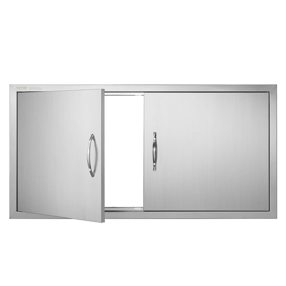 VEVOR BBQ Access Door, 42W x 21H Inch Double Outdoor Kitchen Door, Stainless Steel Flush Mount Door, Wall Vertical Door with Handles, for BBQ Island, Grilling Station, Outside Cabinet