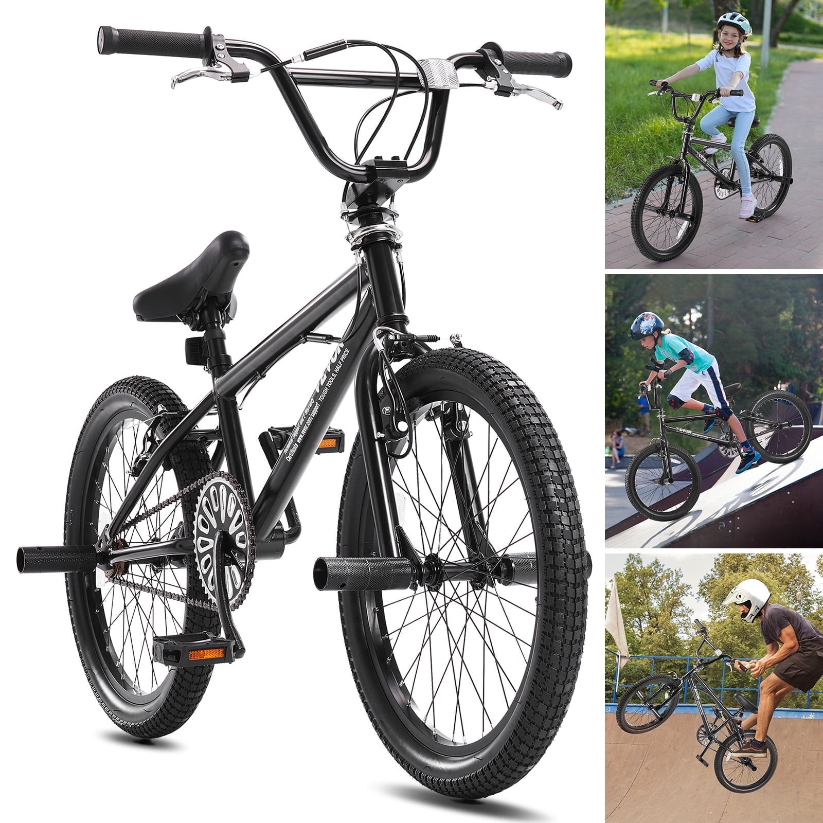 VEVOR BMX Bike, 20-Inch Wheel Freestyle Bike, BMX Race Bike with 360 Rotor and 4 Pegs, Beginner-Level BMX to Advanced Riders, BMX Bicycles for Teen Adult Men Women, Durable Hi-Ten Steel Frame