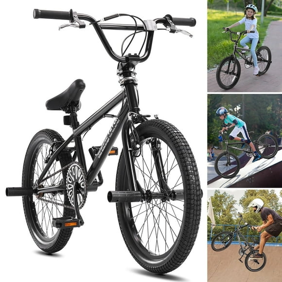 VEVOR BMX Bike, 20-Inch Wheel Freestyle Bike, BMX Race Bike with 360 Rotor and 4 Pegs, Beginner-Level BMX to Advanced Riders, BMX Bicycles for Teen Adult Men Women, Durable Hi-Ten Steel Frame