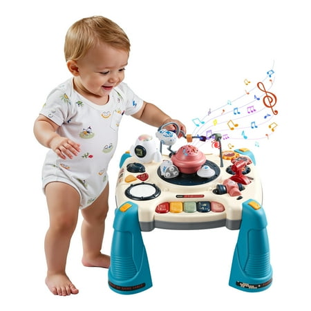VEVOR Baby Spacecraft Musical Table Toys for 1-3 Years Old, Learning Activity Desk with Space Theme & Soft-glow Star Projector & 60+ Sound Sources, Toddler Learning Table for Kids 6+ Months