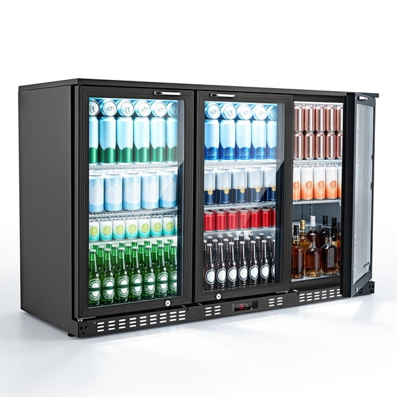 VEVOR Back Bar Cooler, 11.4 Cu.Ft Commercial Beverage Refrigerator with 3 Glass Door, Large Under Counter Fridge w/ LED Lighting, Shelf, Low-E Glass Display Cooler for Store, Lobby, Restaurant, Pub