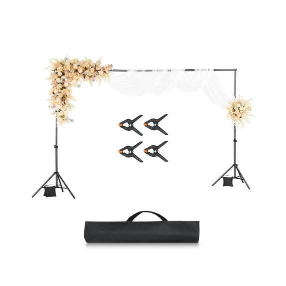 VEVOR Backdrop Stand, 6.5 x 10 ft Adjustable Photo Backdrop Stand Kit, Portable Background Backdrop Stand with 5 Crossbars, Heavy Duty Projector Screen Stand, for Wedding, Photo Video Studio & Party
