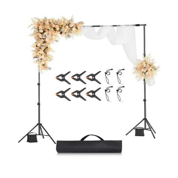 VEVOR Backdrop Stand, 8.5 x 10 ft Adjustable Photo Backdrop Stand Kit, Portable Background Backdrop Stand with 2 Tripods, Heavy Duty Projector Screen Stand, for Wedding, Photo Video Studio & Party