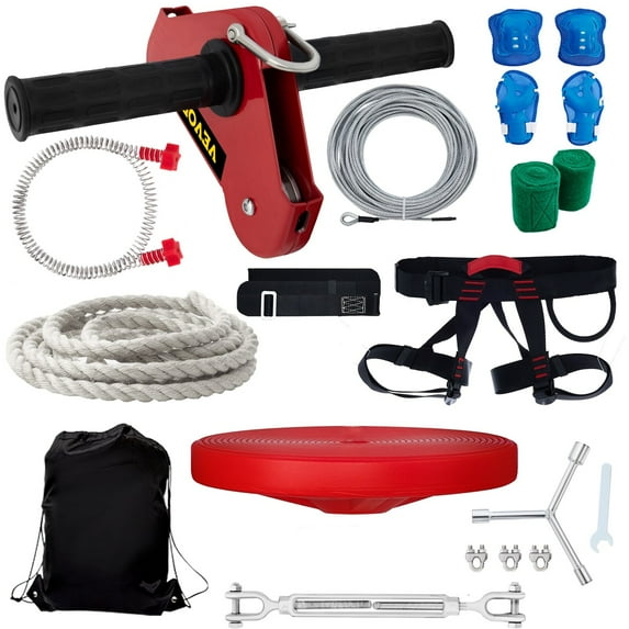 VEVOR Backyard Zipline Kit Outdoor Yard Toys with Seat, Brake, and Steel Trolley 110FT