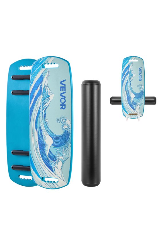 Balance Board, Wobble Board Trainer for Adults, Premium Wooden Balance Training Equipment with Roller, Magnetic Stoppers, Storage Rack, for Core Workouts, Surf Trainer & Physical Therapy, Blue