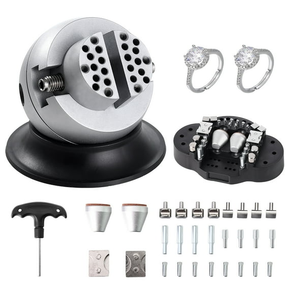 VEVOR Ball Vise, 3" Engraving Setting Tool, 360 Rotation Engraving Block Vise, 30 PCS Attachment Jewelry Engraving Block Tools Standard Block for Gemstone Inlay and Small-Scale Engraving