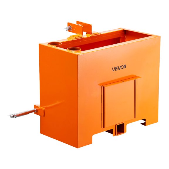 VEVOR Ballast Box, 3-Point Category 1 Tractor Ballast of 800 lbs Capacity, Standard 2 Inch Hitch Receiver, Heavy-Duty Steel 3.2 ft Large Volume Durable Loader Attachment with Sliding Door, Orange