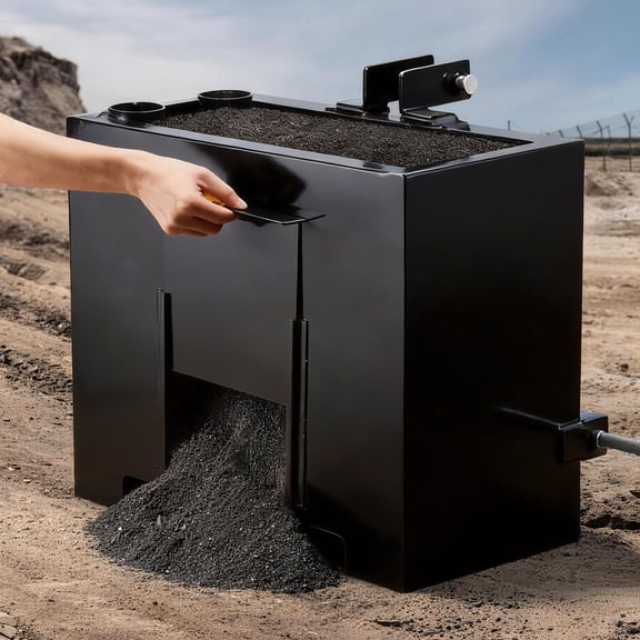 VEVOR Ballast Box, 3-Point Category 1 Tractor Ballast of 800 lbs Capacity, with Standard 2 Inch Hitch Receiver, Heavy-Duty Steel 3.2 ft Large Volume Durable Loader Attachment with Sliding Door,Black