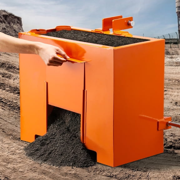 VEVOR Ballast Box, 3-Point Category 1 Tractor Ballast of 800 lbs Capacity, Standard 2 Inch Hitch Receiver, Heavy-Duty Steel 3.2 ft Large Volume Durable Loader Attachment with Sliding Door, Orange