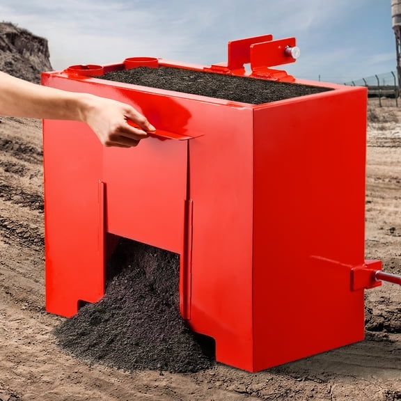 VEVOR Ballast Box, 3-Point Category 1 Tractor Ballast of 800 lbs Capacity, with Standard 2 Inch Hitch Receiver, Heavy-Duty Steel 3.2 ft Large Volume Durable Loader Attachment with Sliding Door, Red