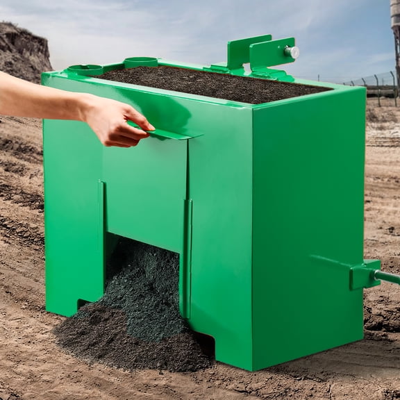 VEVOR Ballast Box, 3-Point Category 1 Tractor Ballast of 800 lbs Capacity, with Standard 2 Inch Hitch Receiver, Heavy-Duty Steel 3.2 ft Large Volume Durable Loader Attachment with Sliding Door,Green